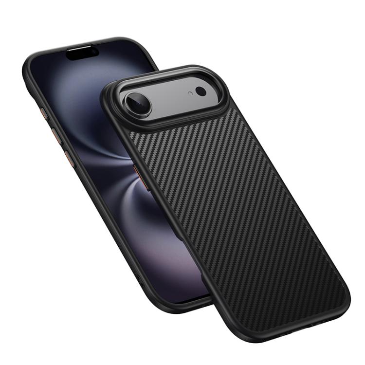 For iPhone Air Kevlar Fiber Texture Shockproof Magnetic Phone Case - Black