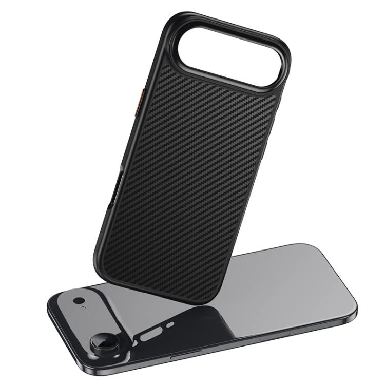 For iPhone Air Kevlar Fiber Texture Shockproof Magnetic Phone Case - Black