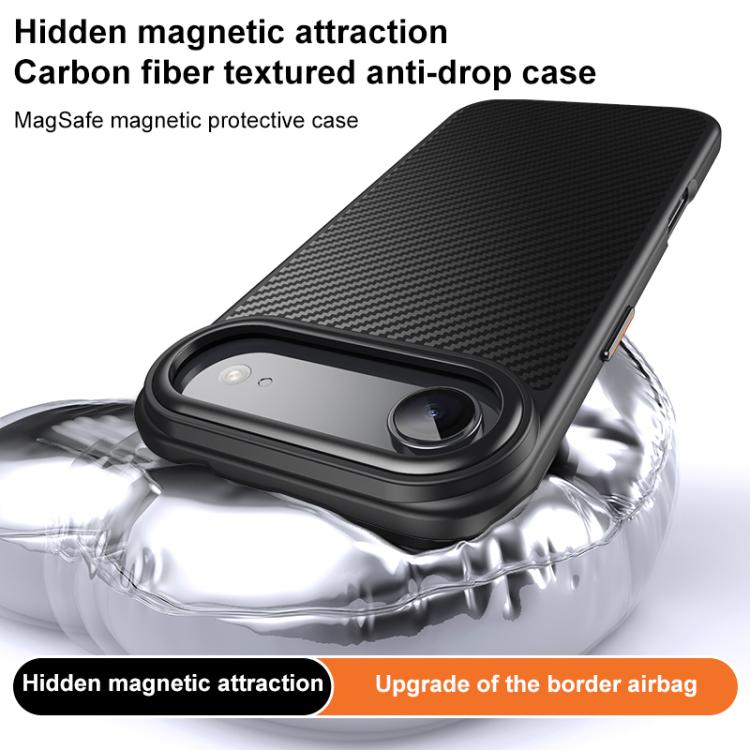 For iPhone Air Kevlar Fiber Texture Shockproof Magnetic Phone Case - Black