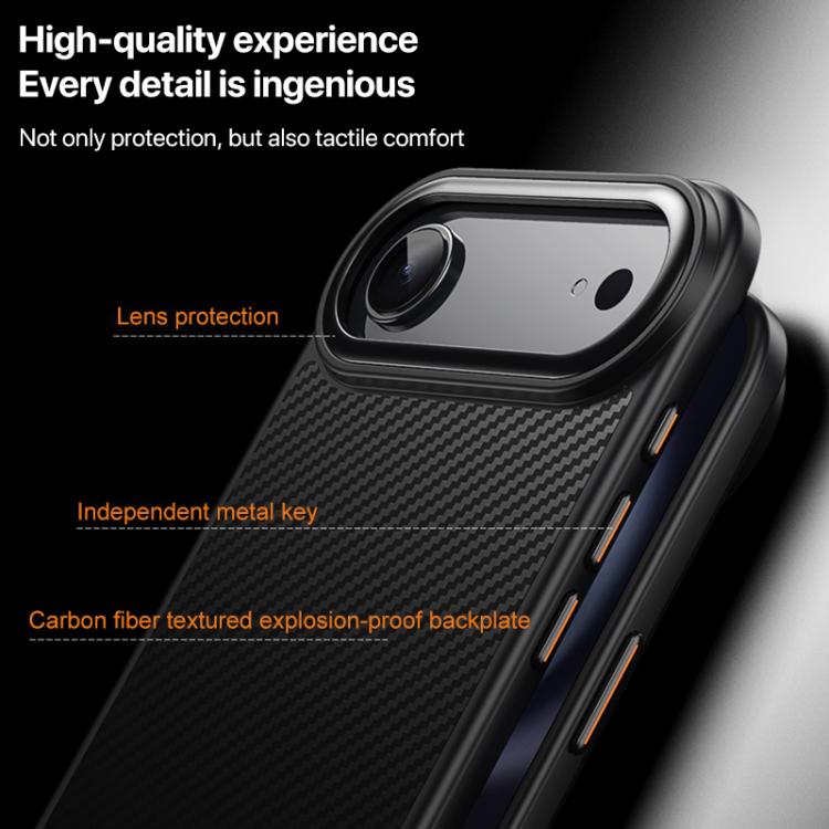 For iPhone Air Kevlar Fiber Texture Shockproof Magnetic Phone Case - Black