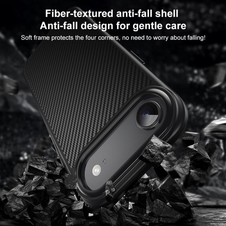 For iPhone Air Kevlar Fiber Texture Shockproof Magnetic Phone Case - Black
