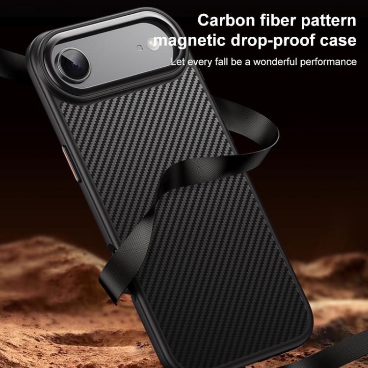 For iPhone Air Kevlar Fiber Texture Shockproof Magnetic Phone Case - Black