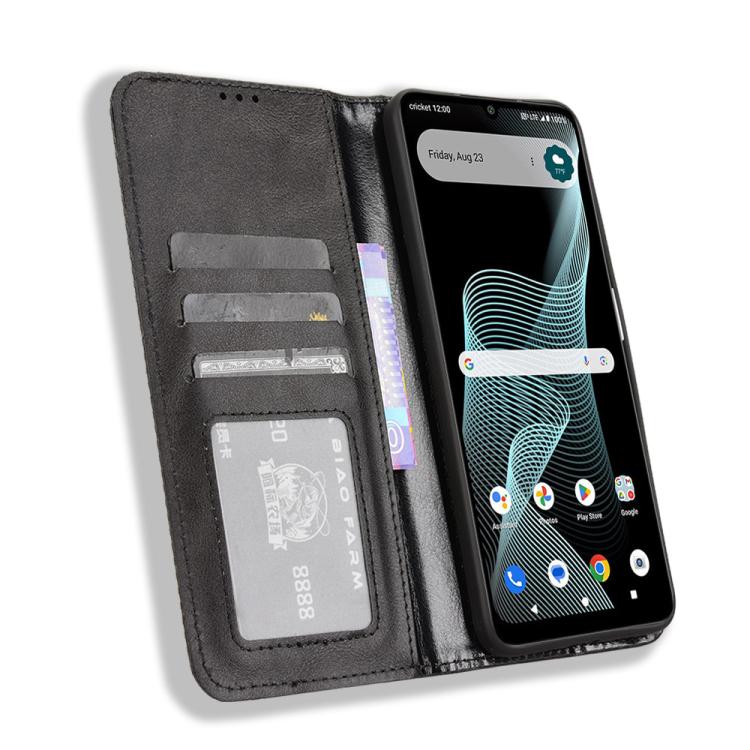 For Cricket Icon 6  Magnetic Buckle Retro Texture Leather Phone Case