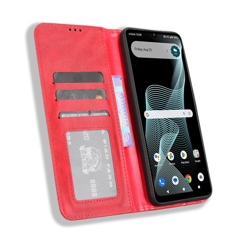 For Cricket Icon 6  Magnetic Buckle Retro Texture Leather Phone Case