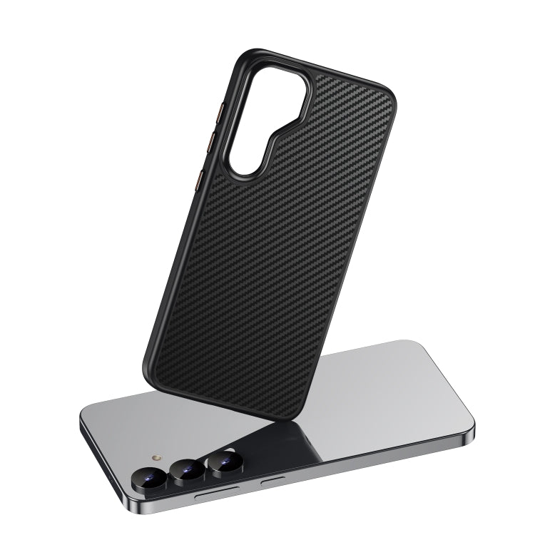 For Samsung Galaxy S25+ 5G MagSafe Kevlar Fiber Shockproof Phone Case - Black