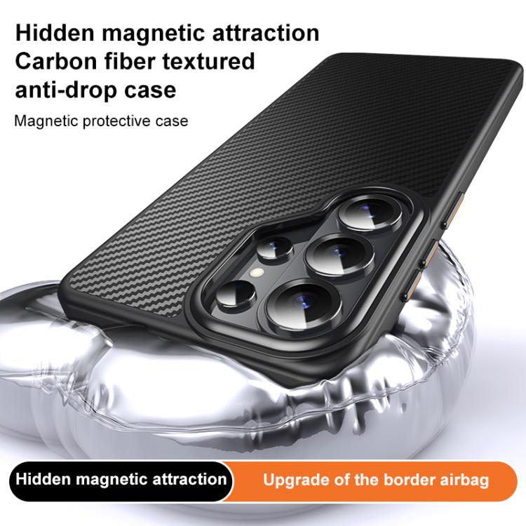 For Samsung Galaxy S26 Ultra 5G MagSafe Kevlar Fiber Shockproof Phone Case - Black
