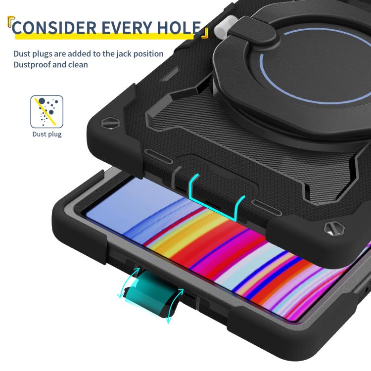 适用于Redmi Pad Pro 12.1 / Pad 2 Pro Armor Portable Rotating Ring Holder Silicone Tablet Case