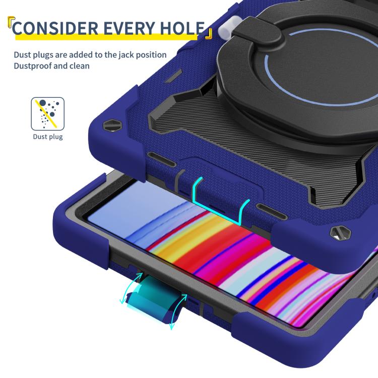 适用于Redmi Pad Pro 12.1 / Pad 2 Pro Armor Portable Rotating Ring Holder Silicone Tablet Case