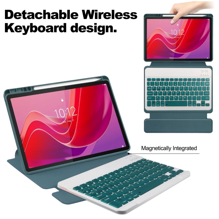 For Lenovo Tab M11/Xiaoxin Pad 11 2024 360 Rotation Transparent Smart Leather Case with Keyboard