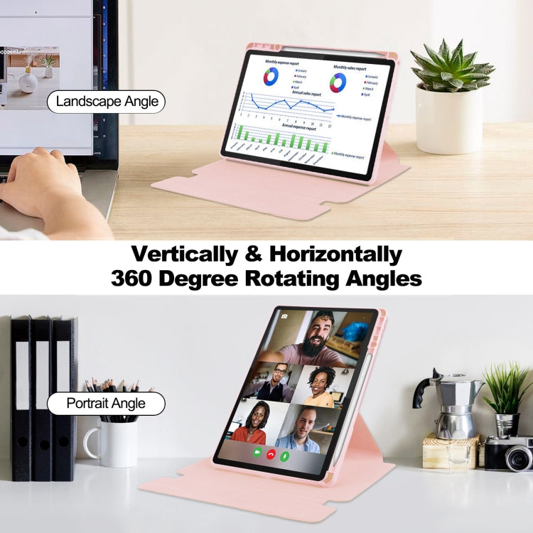 For Lenovo Tab M11/Xiaoxin Pad 11 2024 360 Rotation Transparent Smart Leather Case with Keyboard