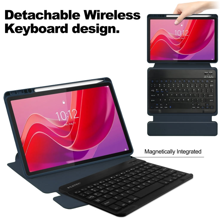 For Lenovo Tab M11/Xiaoxin Pad 11 2024 360 Rotation Transparent Smart Leather Case with Keyboard