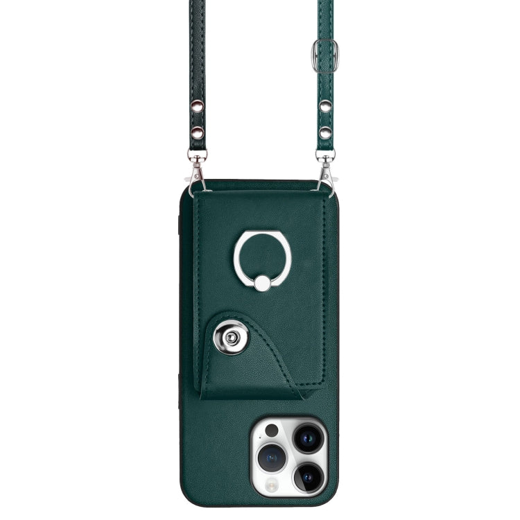 For iPhone 16 Pro Max Organ Card Bag Ring Holder Phone Case with Long Lanyard