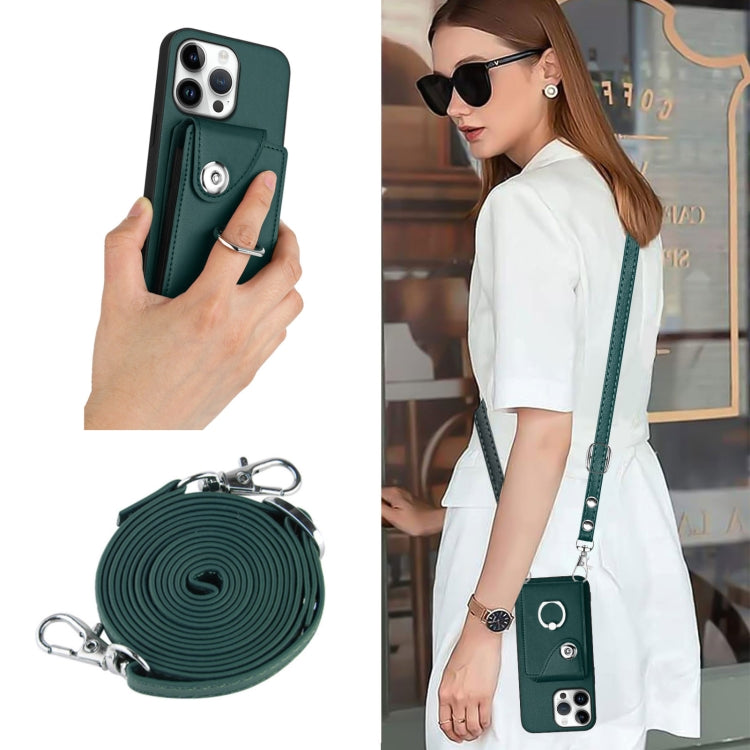 For iPhone 16 Pro Max Organ Card Bag Ring Holder Phone Case with Long Lanyard