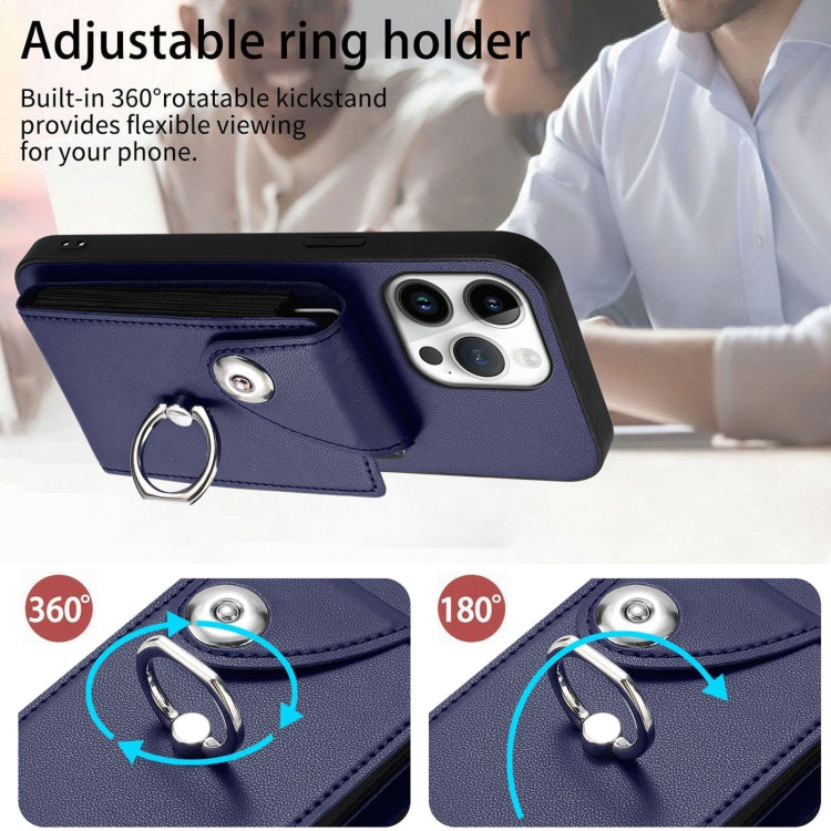 For iPhone 16 Pro Max Organ Card Bag Ring Holder Phone Case with Long Lanyard