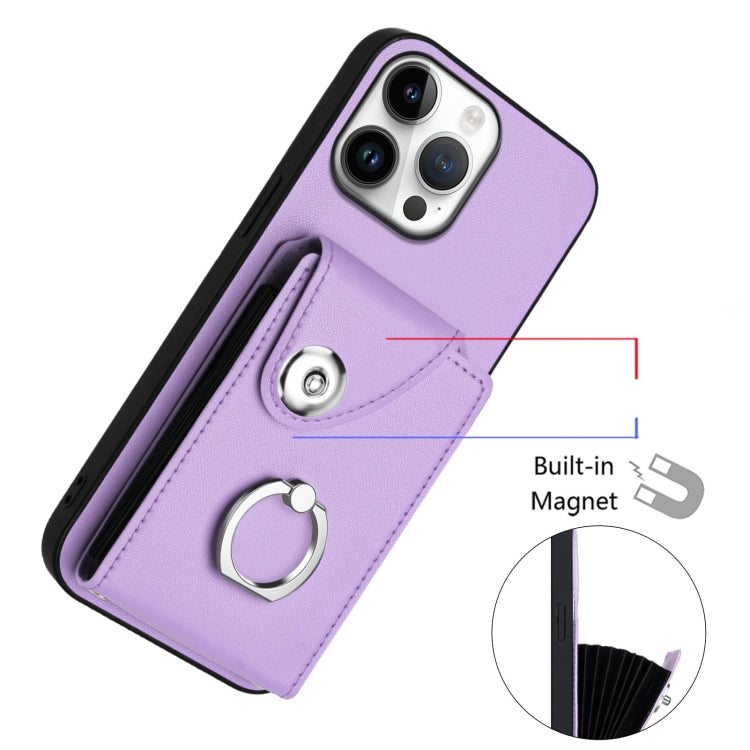 For iPhone 16 Pro Max Organ Card Bag Ring Holder Phone Case with Long Lanyard