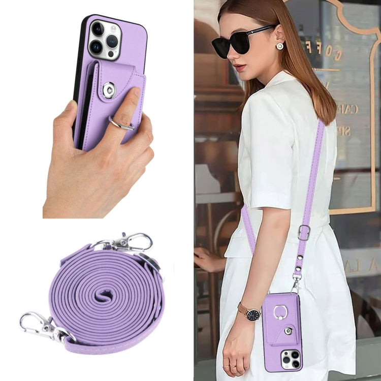 For iPhone 16 Pro Max Organ Card Bag Ring Holder Phone Case with Long Lanyard