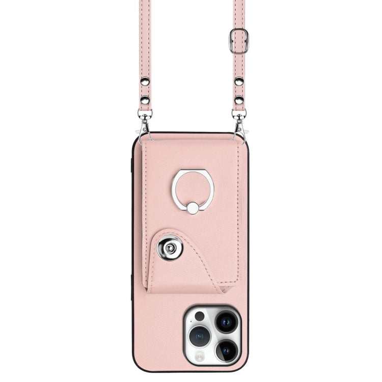 For iPhone 16 Pro Max Organ Card Bag Ring Holder Phone Case with Long Lanyard