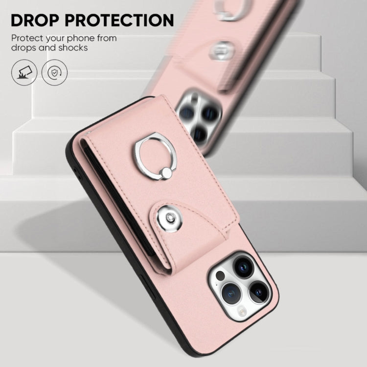 For iPhone 16 Pro Max Organ Card Bag Ring Holder Phone Case with Long Lanyard