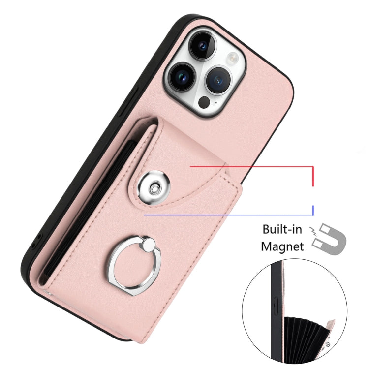 For iPhone 16 Pro Max Organ Card Bag Ring Holder Phone Case with Long Lanyard