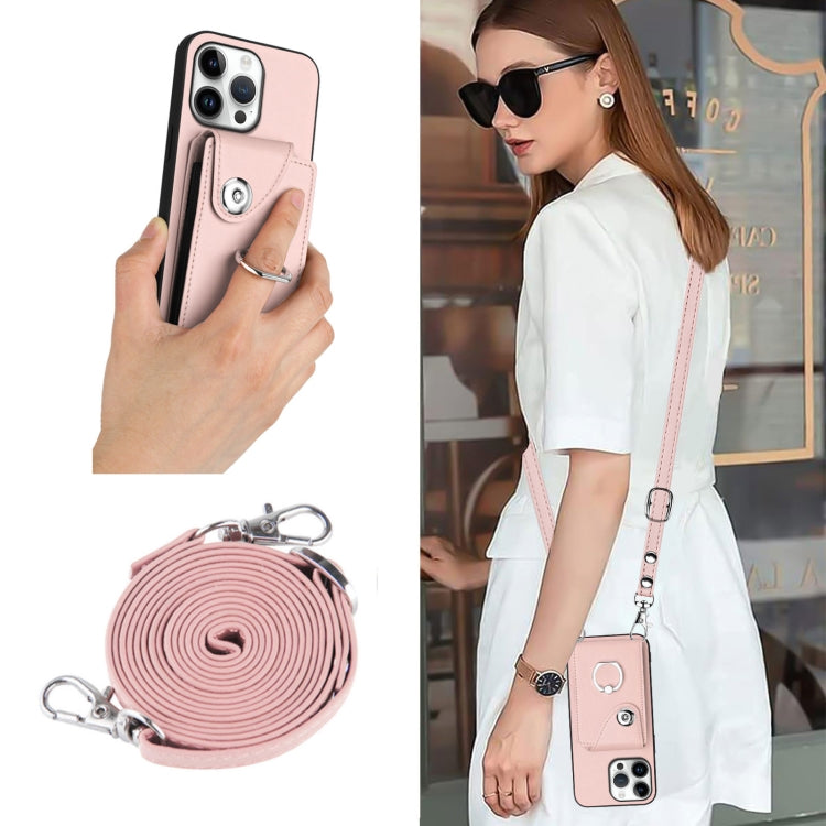 For iPhone 16 Pro Max Organ Card Bag Ring Holder Phone Case with Long Lanyard