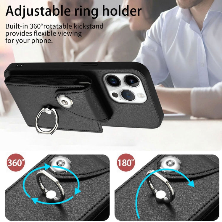 For iPhone 16 Pro Max Organ Card Bag Ring Holder Phone Case with Long Lanyard