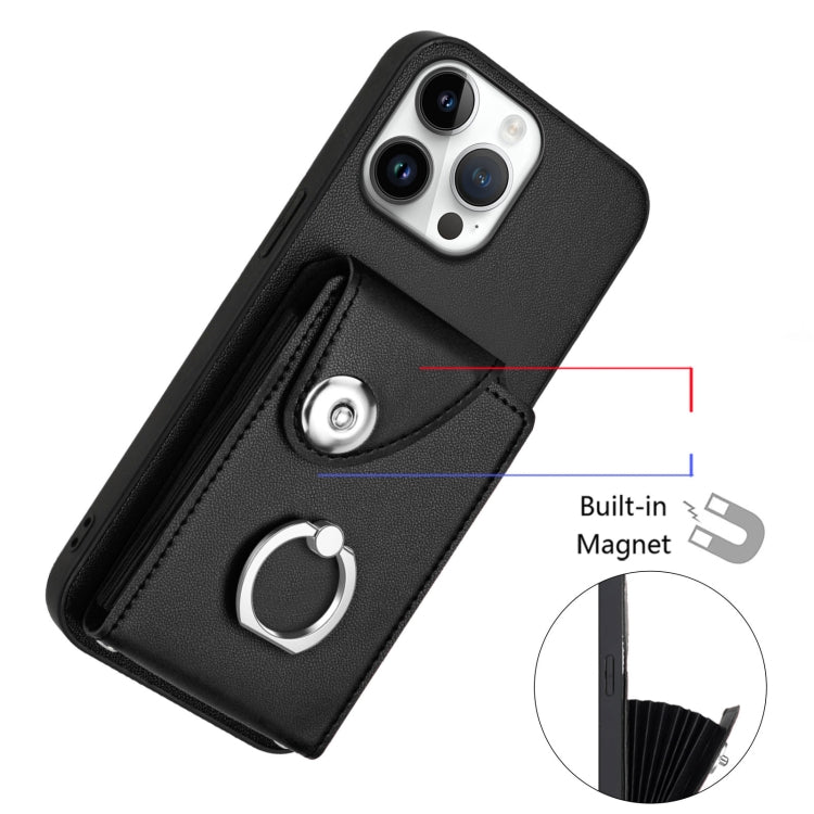 For iPhone 16 Pro Max Organ Card Bag Ring Holder Phone Case with Long Lanyard