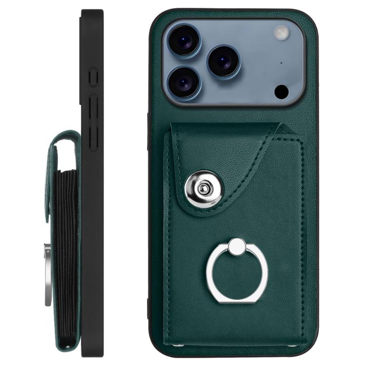 For iPhone 17 Pro Max Organ Card Bag Ring Holder Phone Case with Long Lanyard