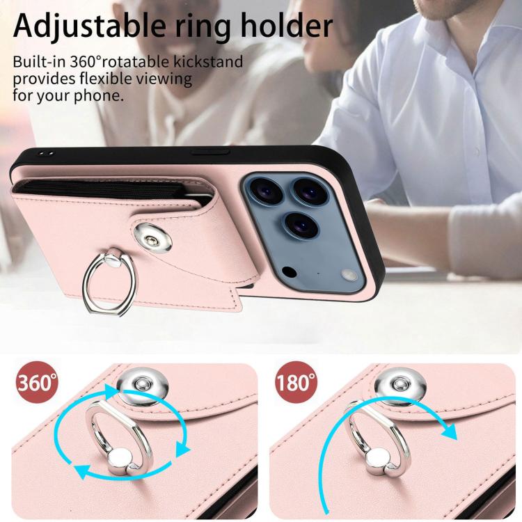 For iPhone 17 Pro Max Organ Card Bag Ring Holder Phone Case with Long Lanyard