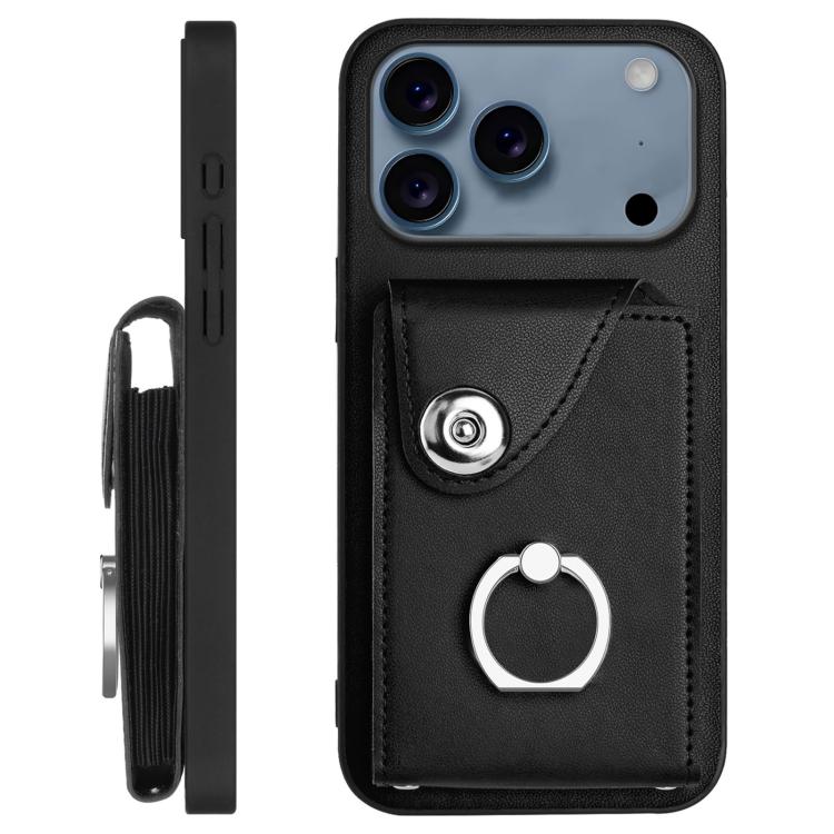 For iPhone 17 Pro Max Organ Card Bag Ring Holder Phone Case with Long Lanyard