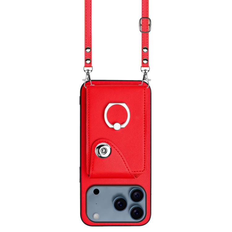 For iPhone 17 Pro Max Organ Card Bag Ring Holder Phone Case with Long Lanyard