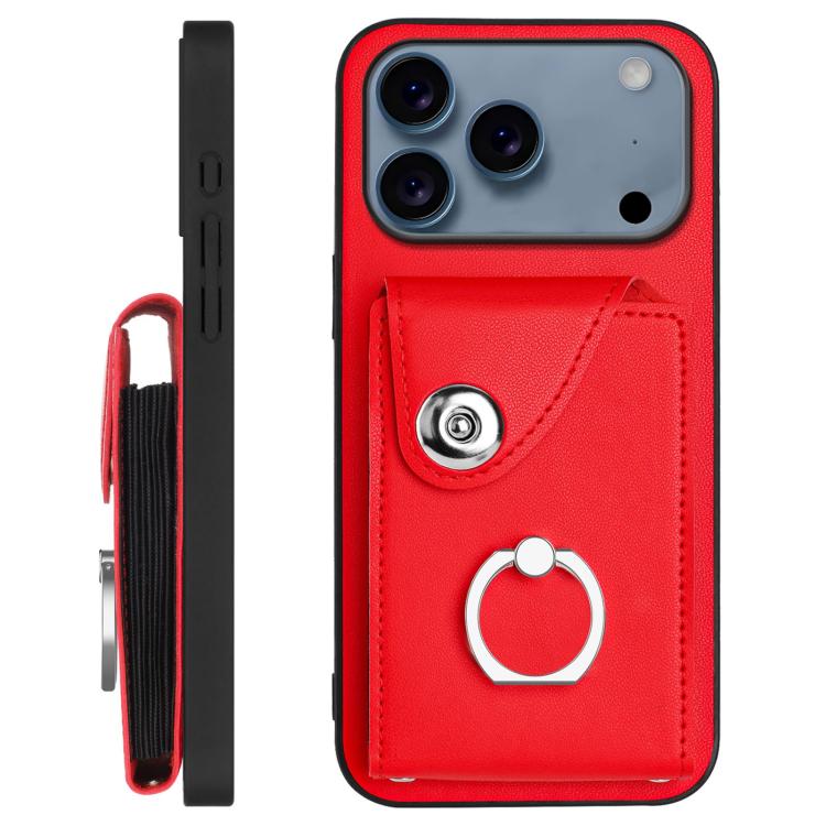For iPhone 17 Pro Max Organ Card Bag Ring Holder Phone Case with Long Lanyard