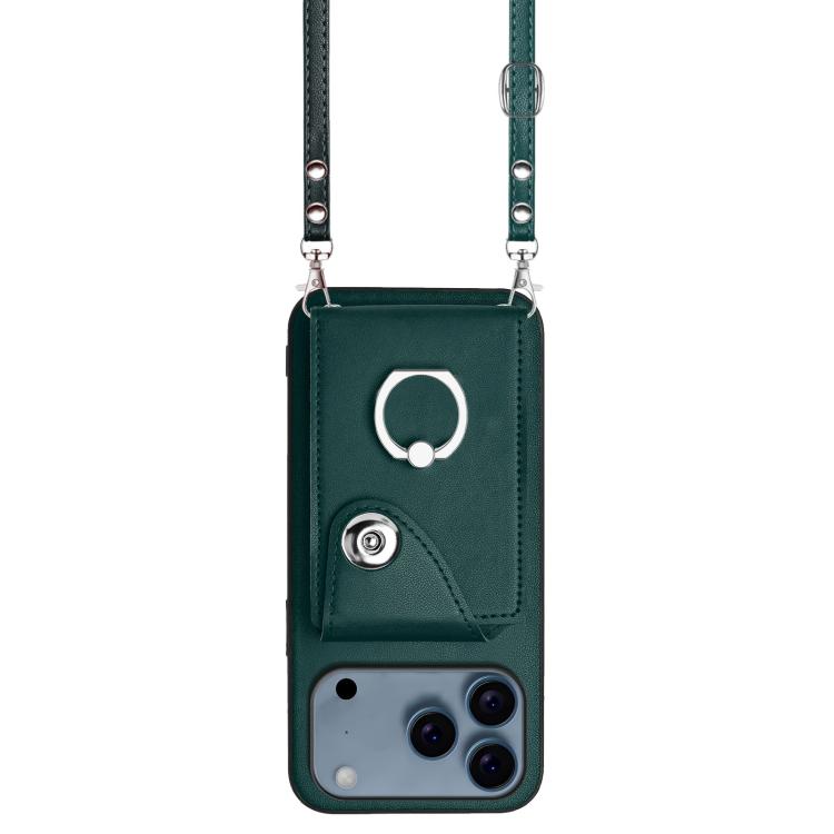 For iPhone 17 Pro Organ Card Bag Ring Holder Phone Case with Long Lanyard