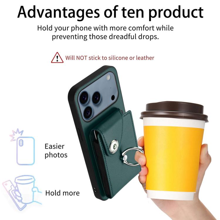 For iPhone 17 Pro Organ Card Bag Ring Holder Phone Case with Long Lanyard