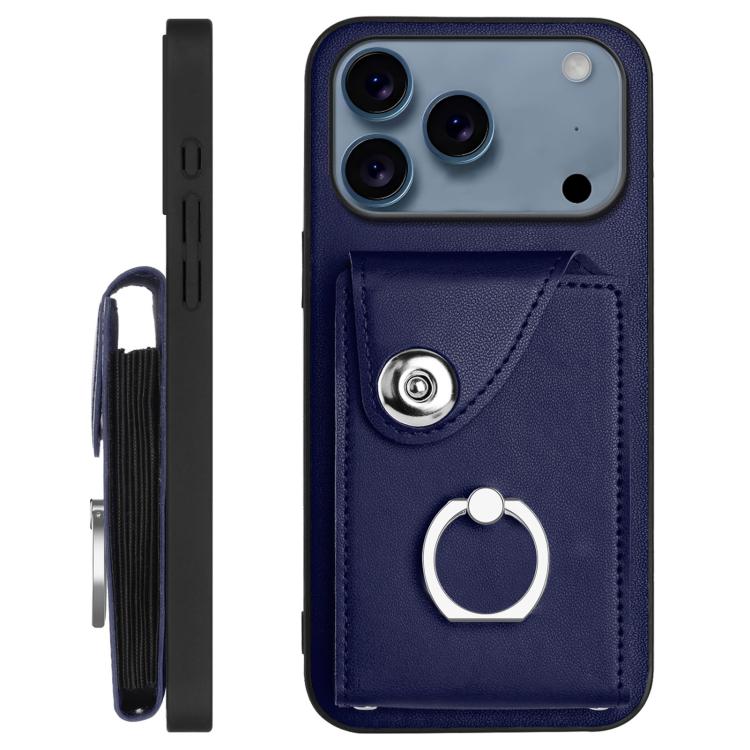 For iPhone 17 Pro Organ Card Bag Ring Holder Phone Case with Long Lanyard