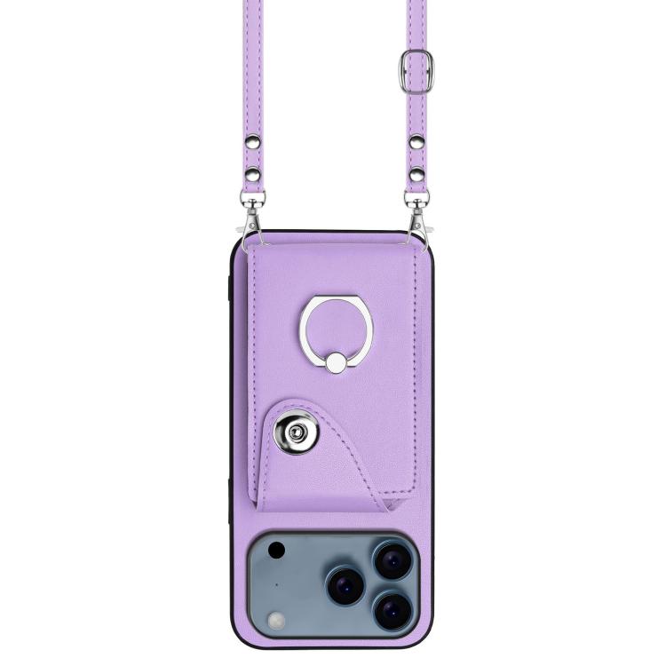 For iPhone 17 Pro Organ Card Bag Ring Holder Phone Case with Long Lanyard