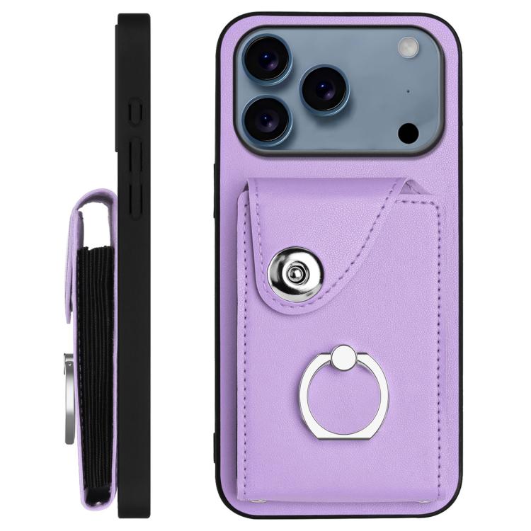 For iPhone 17 Pro Organ Card Bag Ring Holder Phone Case with Long Lanyard