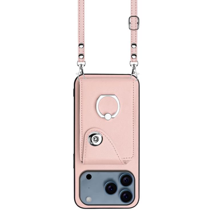 For iPhone 17 Pro Organ Card Bag Ring Holder Phone Case with Long Lanyard