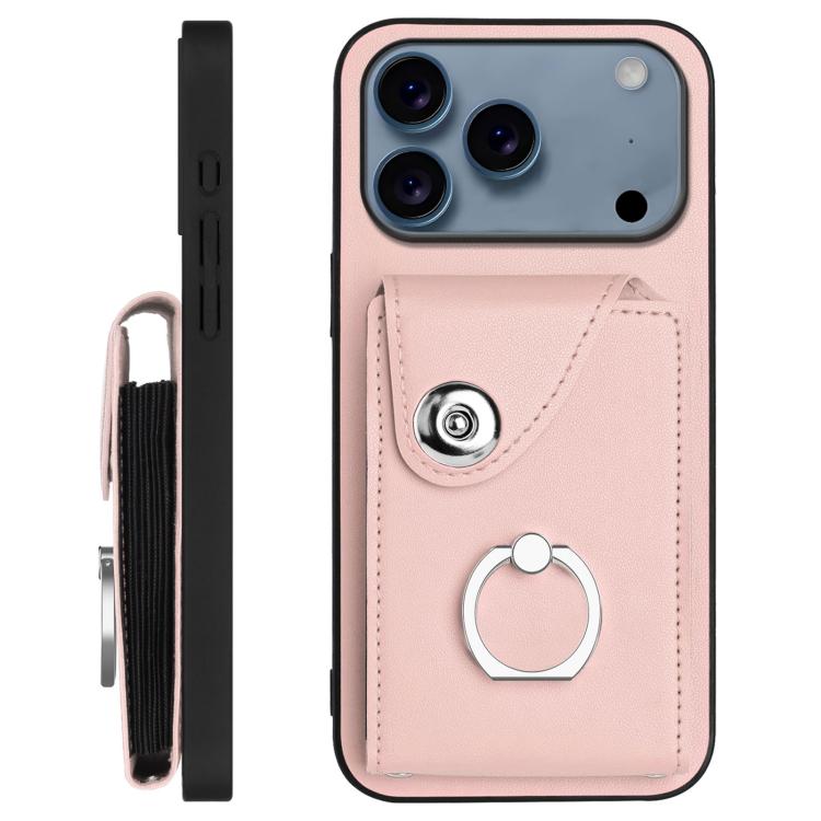 For iPhone 17 Pro Organ Card Bag Ring Holder Phone Case with Long Lanyard