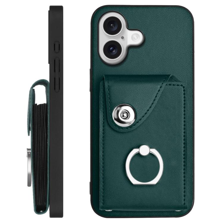 For iPhone 17 Organ Card Bag Ring Holder Phone Case with Long Lanyard