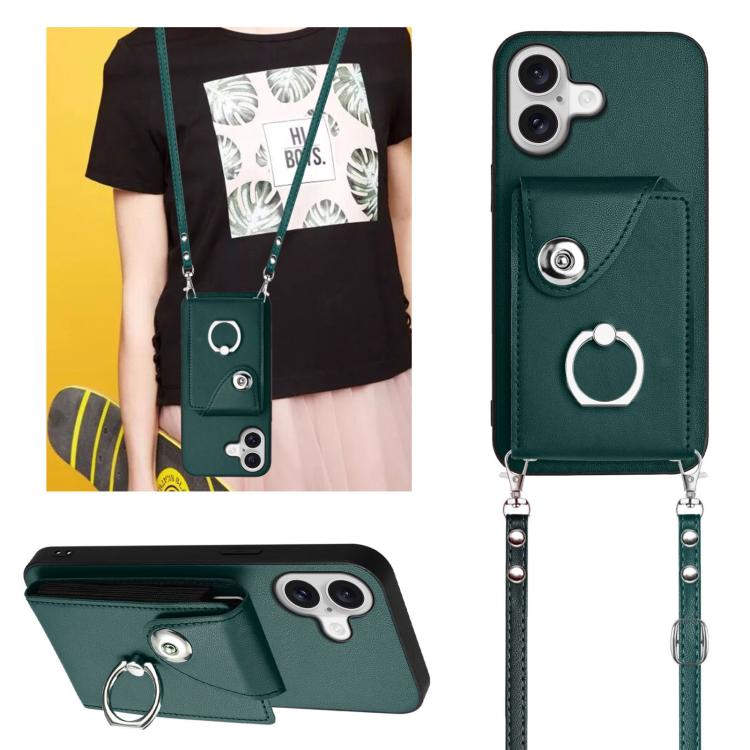 For iPhone 17 Organ Card Bag Ring Holder Phone Case with Long Lanyard