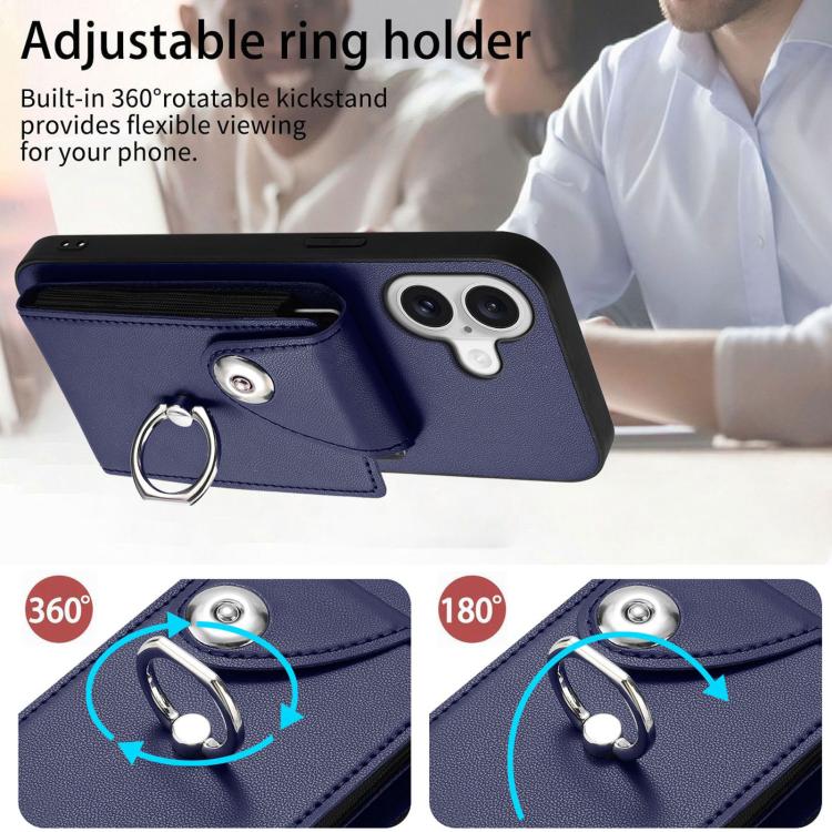 For iPhone 17 Organ Card Bag Ring Holder Phone Case with Long Lanyard