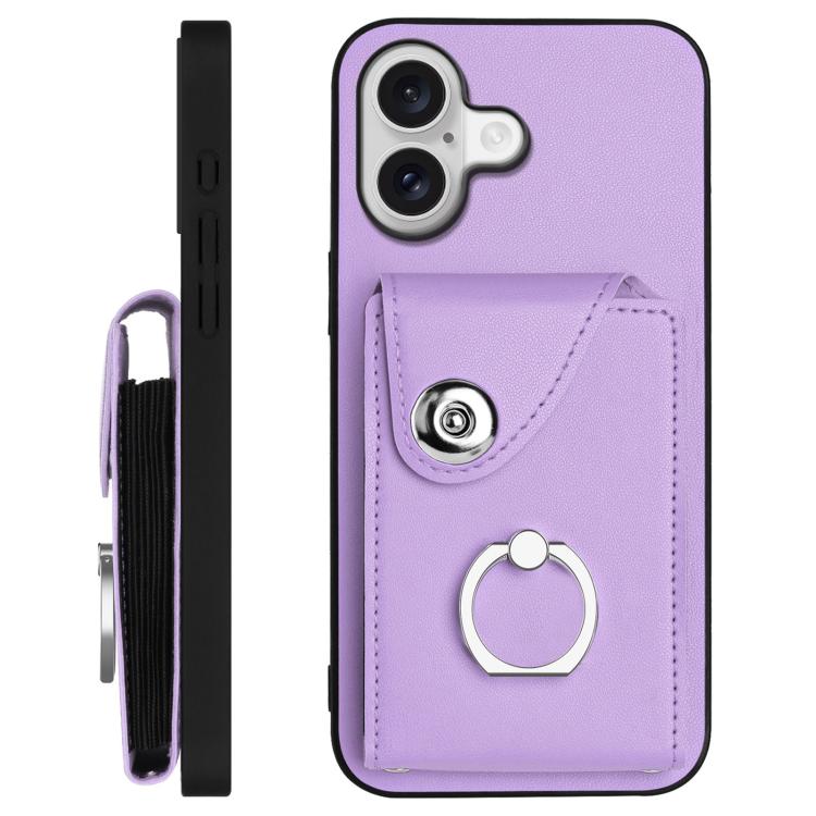 For iPhone 17 Organ Card Bag Ring Holder Phone Case with Long Lanyard