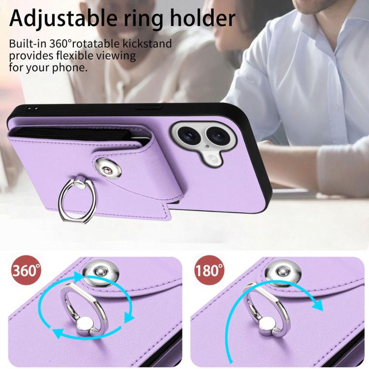 For iPhone 17 Organ Card Bag Ring Holder Phone Case with Long Lanyard