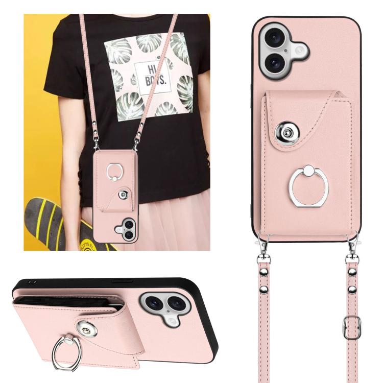 For iPhone 17 Organ Card Bag Ring Holder Phone Case with Long Lanyard