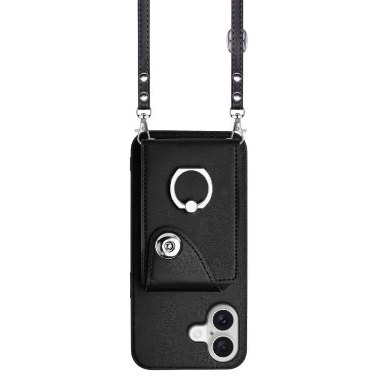 For iPhone 17 Organ Card Bag Ring Holder Phone Case with Long Lanyard