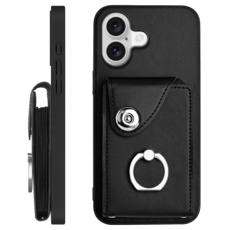 For iPhone 17 Organ Card Bag Ring Holder Phone Case with Long Lanyard