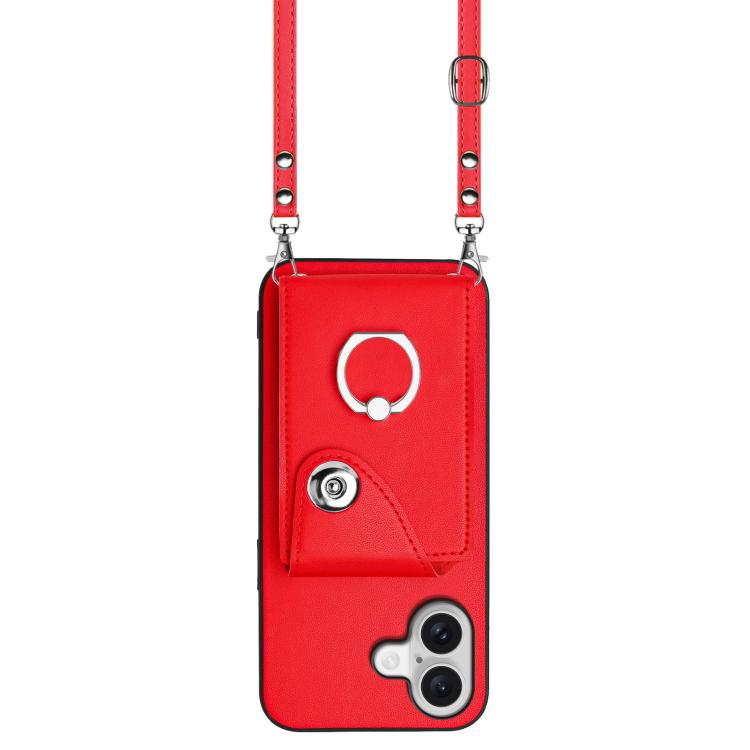 For iPhone 17 Organ Card Bag Ring Holder Phone Case with Long Lanyard