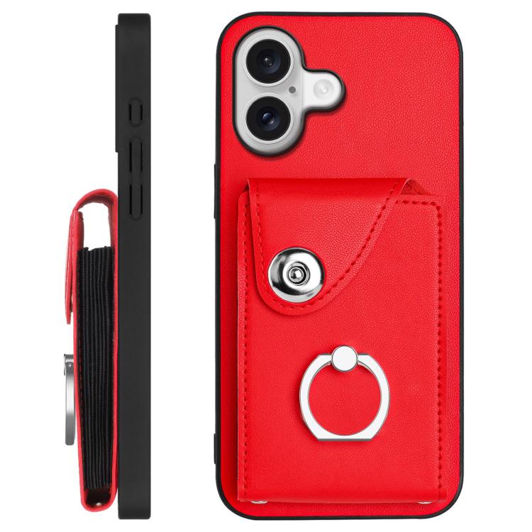 For iPhone 17 Organ Card Bag Ring Holder Phone Case with Long Lanyard