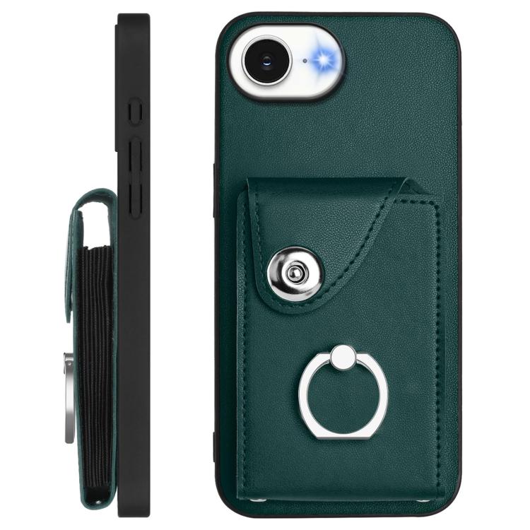 For iPhone 17e / 16e Organ Card Bag Ring Holder Phone Case with Long Lanyard