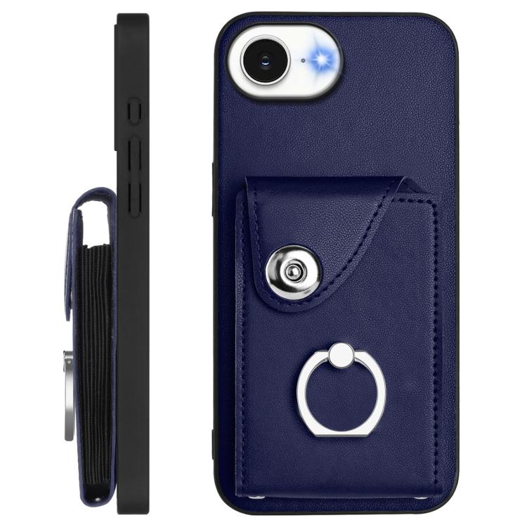 For iPhone 17e / 16e Organ Card Bag Ring Holder Phone Case with Long Lanyard